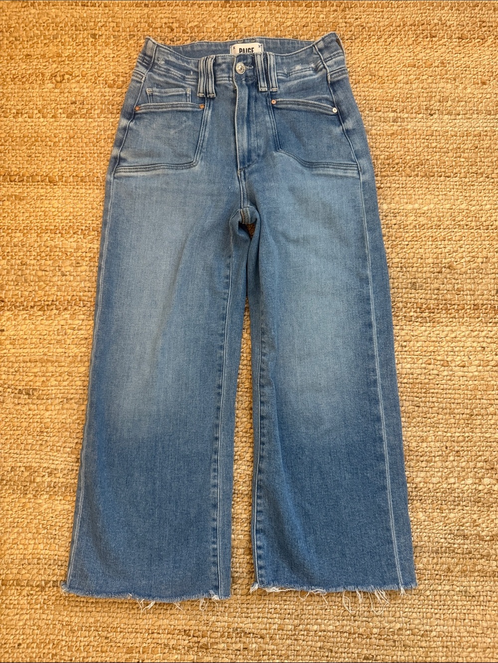 PAIGE Anessa Wide-Leg ankle High-Rise Jeans in Light Blue Denim